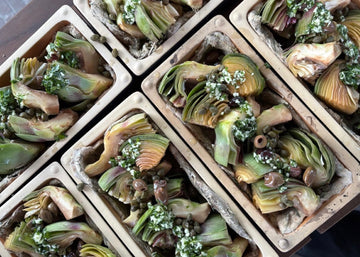 Bricknic Baked Artichokes on Flatbread